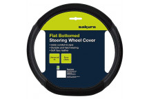 Flat Bottom Steering Wheel Cover Black-Grey