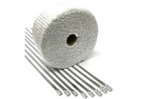 E-Tech Exhaust Wrap 5M X 50mm White With Ties