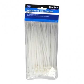 100 Pce 3.6mm X 150mm White Cable Ties
