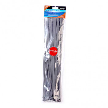 50 Pce 4.8mm X 370mm Silver Cable Ties
