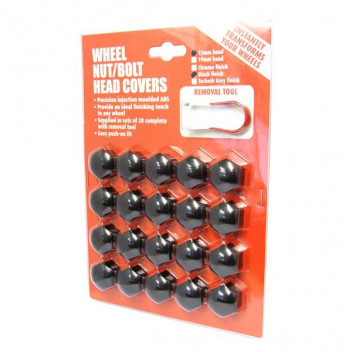Wheel Nut-Bolt Covers 17mm Black 20Pcs