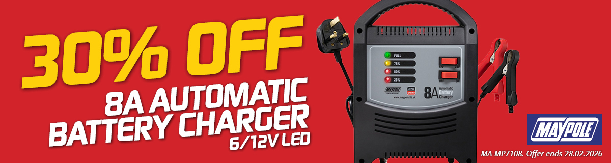Maypole Automatic Battery Charger - 12V/8A - Promo Feb 2026