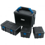 Image for Draper Black Plastic Storage Organiser Container Set - 4 Piece