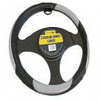 Image for Luxury Black Grey and Chrome Steering Wheel Cover