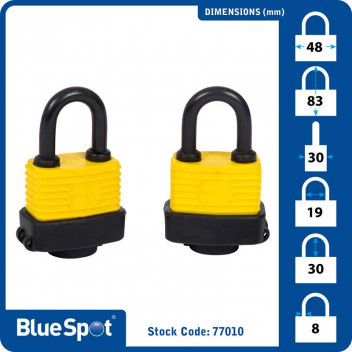 Image for Blue Spot 2 Keyed Alike Weather Resistant Padlocks - 40mm