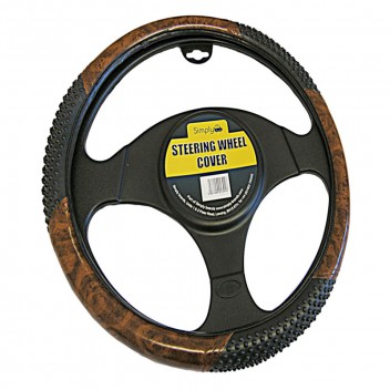 Image for Smooth Wood Effect Steering Wheel Cover with Massage Effect