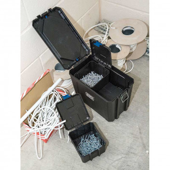 Image for Draper Black Plastic Storage Organiser Container Set - 4 Piece