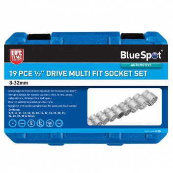 Image for BlueSpot 1/2" Drive Multi Fit Socket Set - 19 Piece