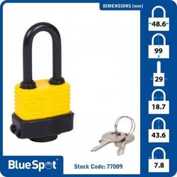 Image for Blue Spot Long Shackle Weather Resistant Padlock - 40mm