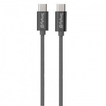 Image for Simply USB-C To USB-C Braided Cable - Black - 1.5 Metres