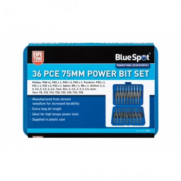 Image for Blue Spot 75mm Power Bits - 36 Piece Set