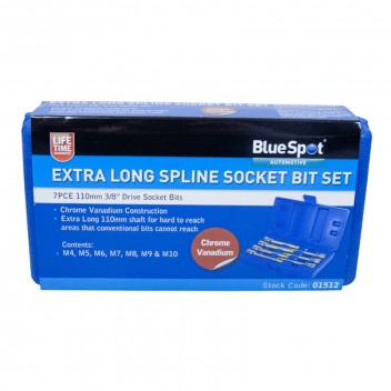 Image for BlueSpot 3/8" Drive Extra Long Spline Socket Bit Set - 7 Piece