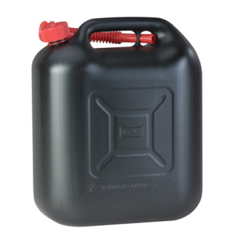Image for Hunersdorff Plastic Fuel Jerry Can Black with Pouring Spout and Safety Cap  - 20 Litres