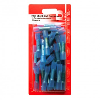 Image for Heat Shrink Butt Connectors 15 Amp Blue Adhesive Lined - Pack 30