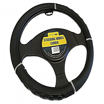 Image for Luxury All Black Steering Wheel Cover