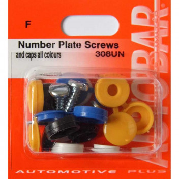 Image for Number Plate Screws with Caps - Assorted Caps