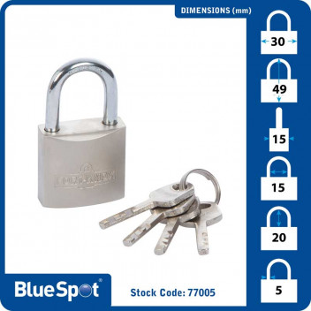 Image for Blue Spot Satin Finish Padlock - 30mm