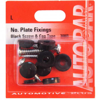 Image for Number Plate Screws with Caps - Black
