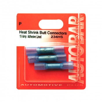 Image for Heat Shrink Butt Connectors 15 Amp Blue Adhesive Lined - Pack 3