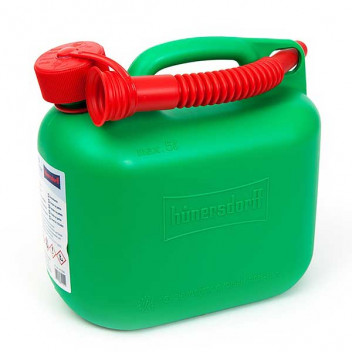 Image for Hunersdorff Green Plastic Fuel Jerry Can with Pouring Spout - 5 Litres