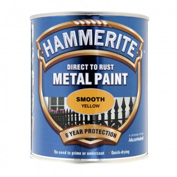 Image for Hammerite Smooth Yellow Metal Paint - 750ml