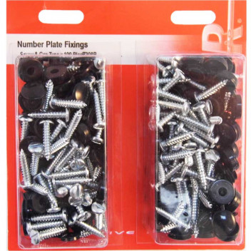 Image for Number Plate Screws and Caps - Black - 100 Sets