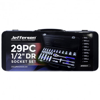 Image for Jefferson 1/2" Drive Socket Set in Metal Case - 29 Piece 