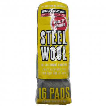 Image for Martin Cox Steel Wire Wool Pads Grade 0000 (Super Fine) for Cleaning, Finishing and Polishing Metal, Wood and Automotive Bodywork - 16 Pack