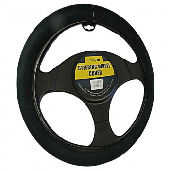 Image for Plush Thick Black Steering Wheel Cover