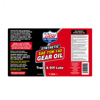 Image for Lucas Oil Synthetic SAE 75W-140 Gear Oil - 1 Litre