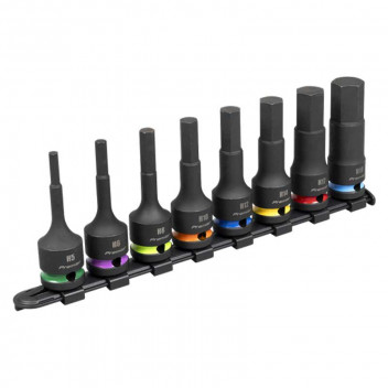 Image for Sealey 1/2"D Hex Impact Socket Bit Set 5-19mm - 8 Piece