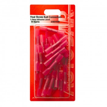 Image for Heat Shrink Butt Connectors 5 Amp Red Adhesive Lined - Pack 30