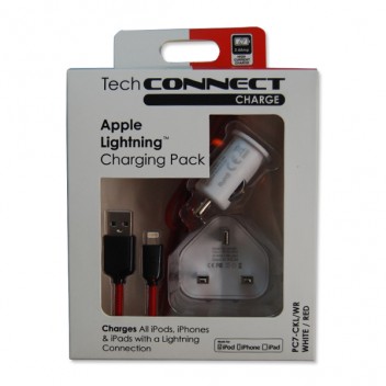 TechConnect Apple Device Charging Kit - White/Red Image for TechConnect Apple Device Charging Kit - White/Red
