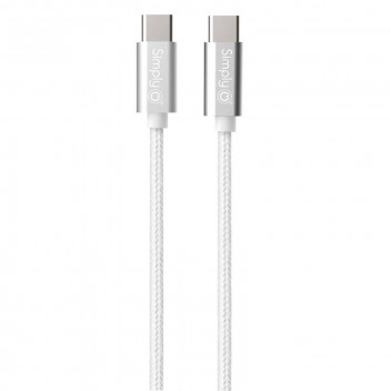 Image for Simply USB-C To USB-C Braided Cable - Silver - 1.5 Metres