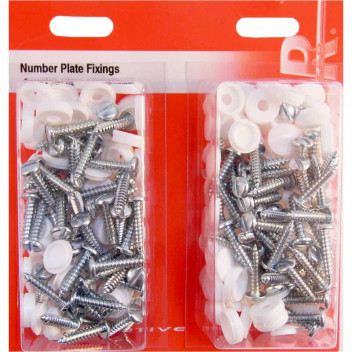Image for Number Plate Screws and Caps - White - 100 Sets