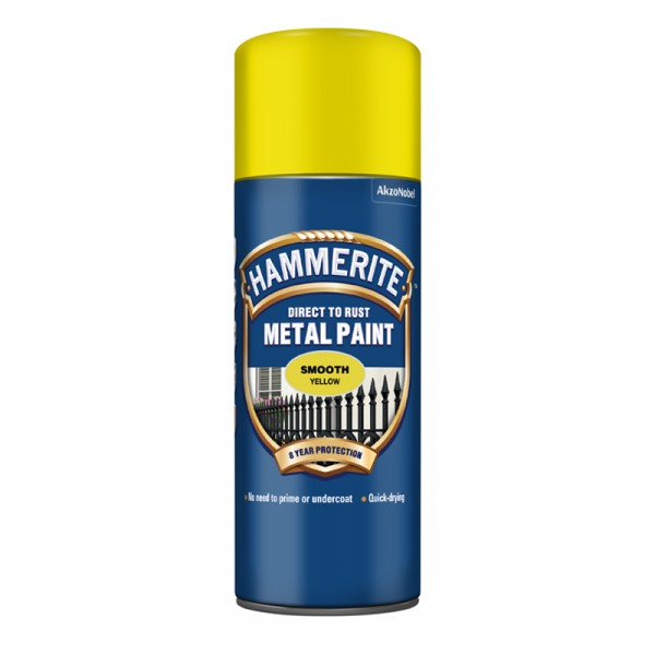 Hammerite Metal Paint Smooth Yellow 400ml Aerosol Wilco Direct
