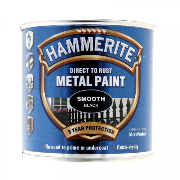 Hammerite Metal Paint Smooth Black 250ml Wilco Direct