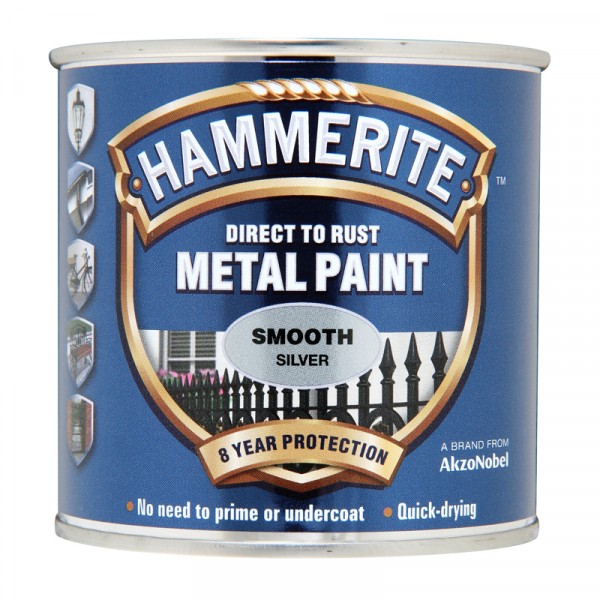 Hammerite Metal Paint Smooth Silver 250ml Wilco Direct