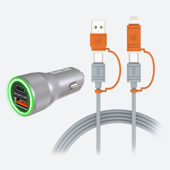 Gadjet Multipack 4-in-1 Cable + 2-Port Car Charger Image for Gadjet Multipack 4-in-1 Cable + 2-Port Car Charger