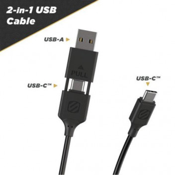 Scosche Strikeline 2-in-1 USB-A and USB-C Cable Image for Scosche Strikeline 2-in-1 USB-A and USB-C Cable