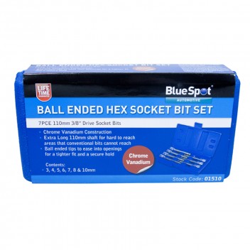 Image for Blue Spot 3/8"D Ball Ended Hex Socket Bit Set - 7 Piece 