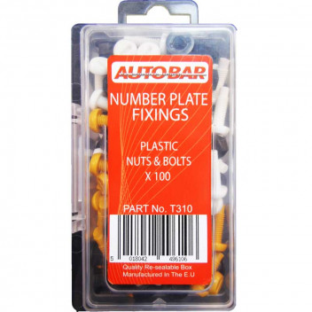 Plastic Number Plate Nuts and Bolts - 100 Sets Image for Plastic Number Plate Nuts and Bolts - 100 Sets